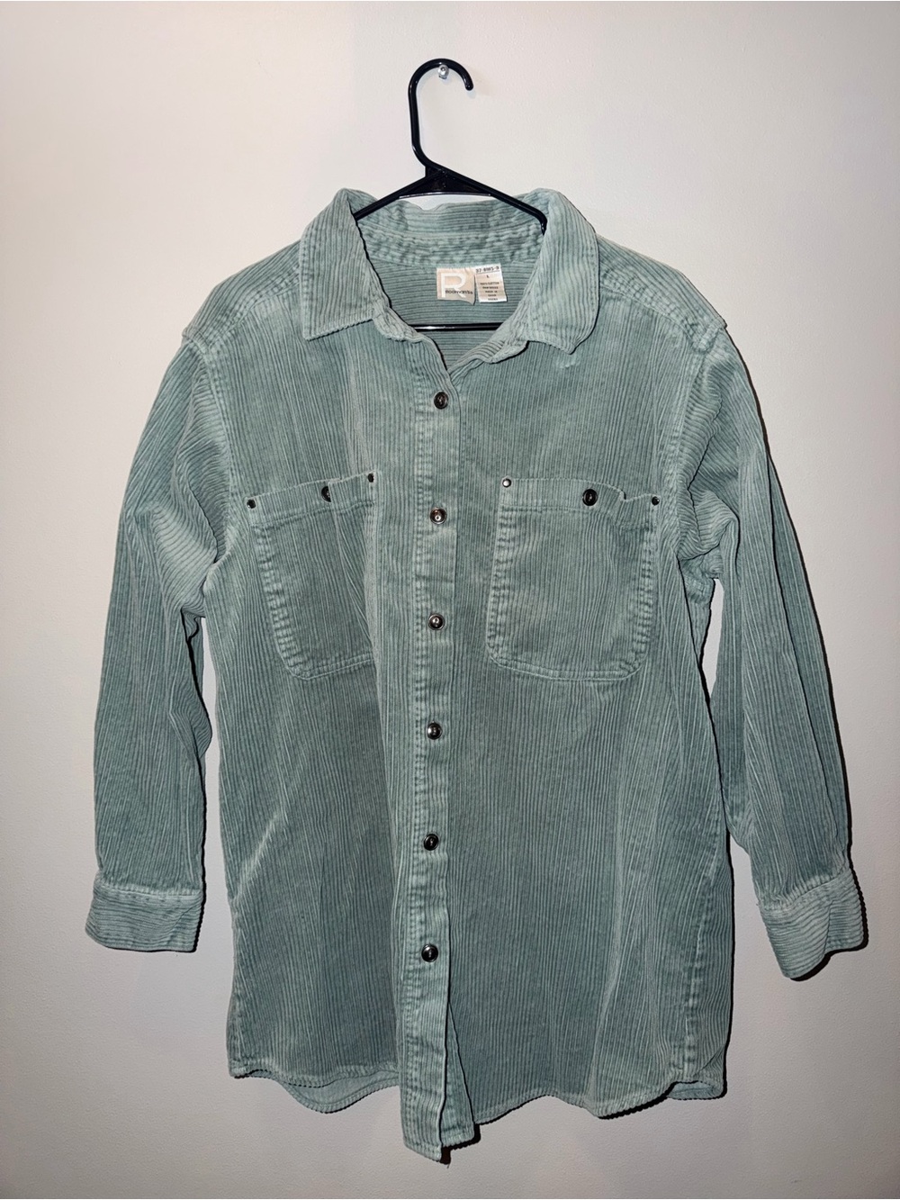 Roaman's Corduroy Shirt Jacket in Pale Sage